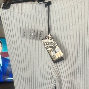 Designer Wide Ribbed Pants Sz M grey